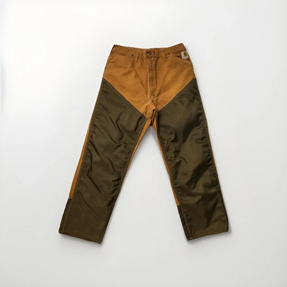 Mens Vintage Carhartt Double Knee Tan/Brown Brush‎ Pants  38x30 • USA 0298
